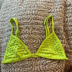 Neon Green Studded Bikini Top
